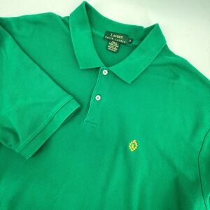 Lauren Ralph Lauren Polo Shirt Mens XL Green Gold Crest Logo Pique Short Slevee